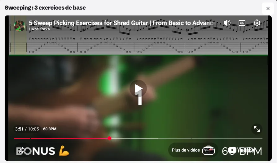 Vidéo YouTube d’exercice